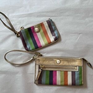 Authentic Coach Poppy Legacy Stripe Glam Wallet and Wristlet